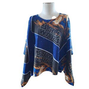 Handmade Original Star Wars Fleece Poncho Blue Orange Lightweight